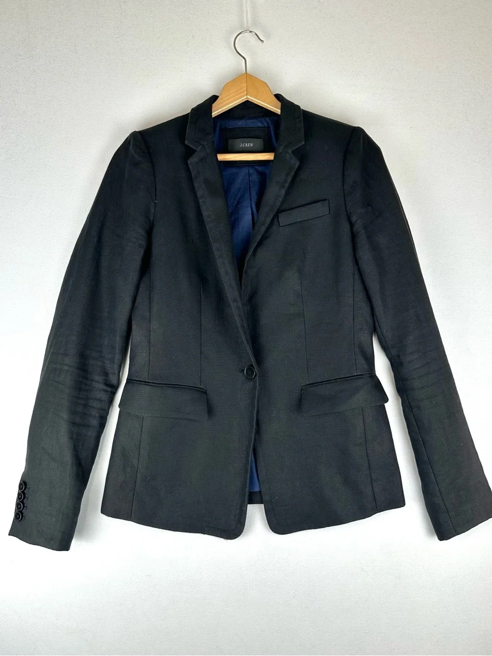 J Crew Linen Blazer Jacket Lined Office Career Minimalist